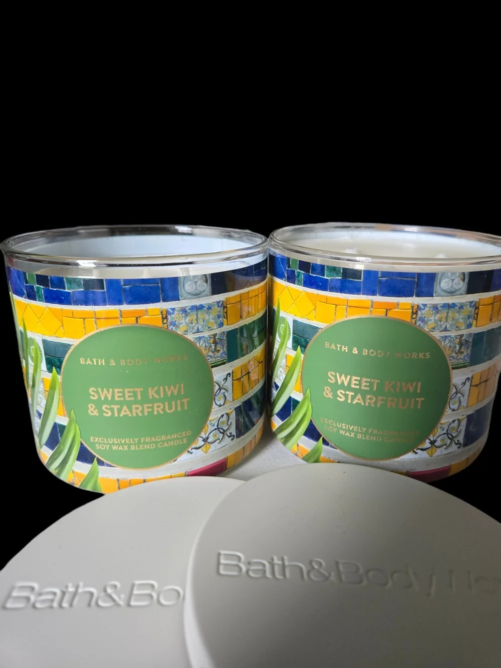 2pc Bath & Body Works Sweet Kiwi & Starfruit 3-Wick Candles -- NEW!!